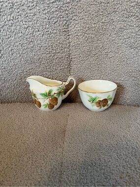 Clarence Bone China Pinecone Creamer and Sugar Bowl Set